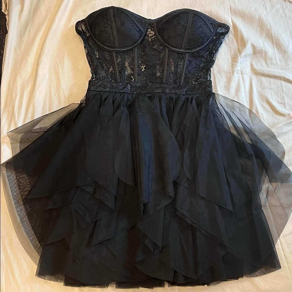 Forever 21 Lacy Corset Black Mini Dress